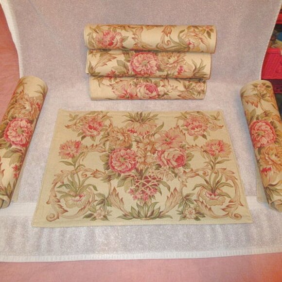 Vintage Ralph Lauren Guinevere Aragon Placemats RARE Set Of 6 Black Label NEW - Picture 1 of 8